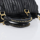 Miu Miu Hand Bag Leather 2way Black Gold Auth 167802M-7