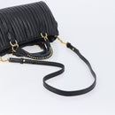 Miu Miu Hand Bag Leather 2way Black Gold Auth 167802M-8