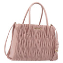 Miu Miu Matelasse Hand Bag Leather 2way Pink Gold Auth 167803M-1
