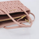 Miu Miu Matelasse Hand Bag Leather 2way Pink Gold Auth 167803M-10