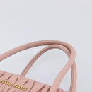 Miu Miu Matelasse Hand Bag Leather 2way Pink Gold Auth 167803M-14