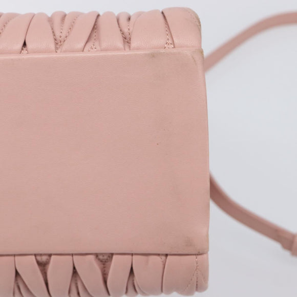 Miu Miu Matelasse Hand Bag Leather 2way Pink Gold Auth 167803M