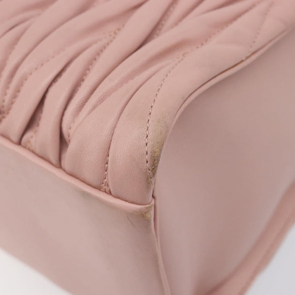 Miu Miu Matelasse Hand Bag Leather 2way Pink Gold Auth 167803M