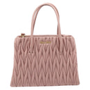 Miu Miu Matelasse Hand Bag Leather 2way Pink Gold Auth 167803M-13