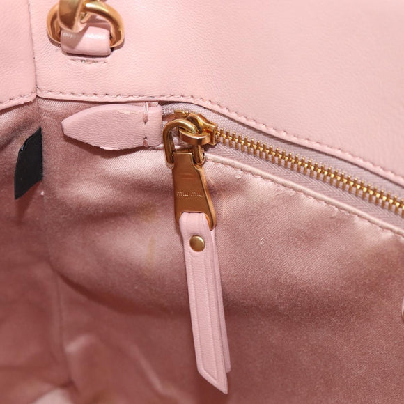 Miu Miu Matelasse Hand Bag Leather 2way Pink Gold Auth 167803M