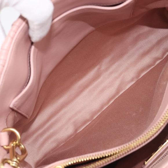 Miu Miu Matelasse Hand Bag Leather 2way Pink Gold Auth 167803M