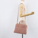Miu Miu Matelasse Hand Bag Leather 2way Pink Gold Auth 167803M-32