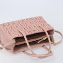 Miu Miu Matelasse Hand Bag Leather 2way Pink Gold Auth 167803M-9