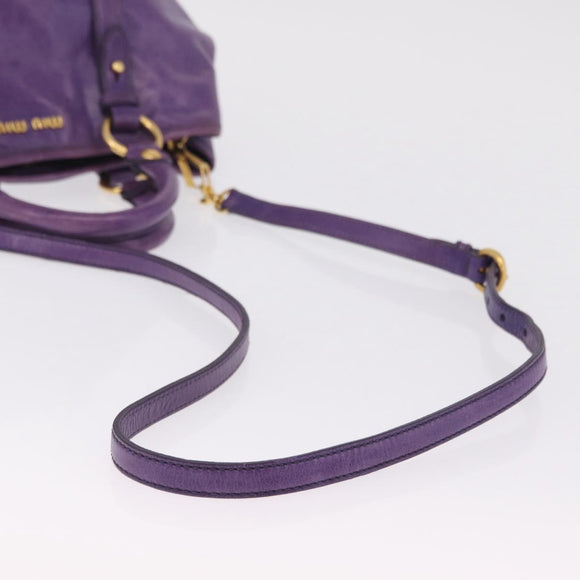 Miu Miu Hand Bag Leather 2way Purple Gold Auth 167804M