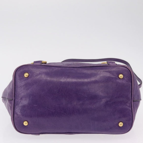 Miu Miu Hand Bag Leather 2way Purple Gold Auth 167804M