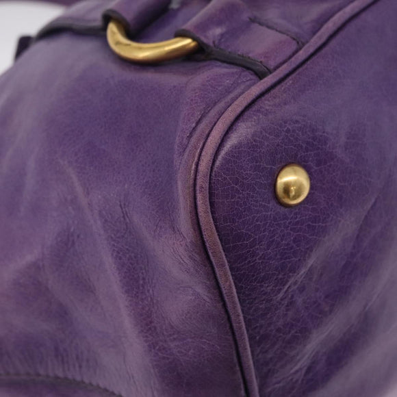 Miu Miu Hand Bag Leather 2way Purple Gold Auth 167804M