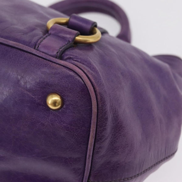 Miu Miu Hand Bag Leather 2way Purple Gold Auth 167804M