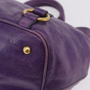 Miu Miu Hand Bag Leather 2way Purple Gold Auth 167804M-22