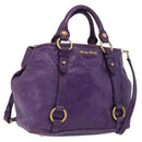 Miu Miu Hand Bag Leather 2way Purple Gold Auth 167804M-1
