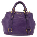 Miu Miu Hand Bag Leather 2way Purple Gold Auth 167804M-2