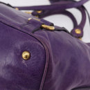 Miu Miu Hand Bag Leather 2way Purple Gold Auth 167804M-24
