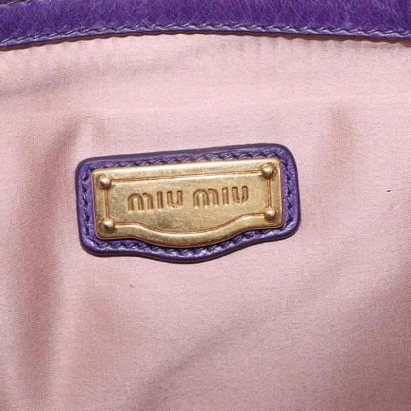 Miu Miu Hand Bag Leather 2way Purple Gold Auth 167804M