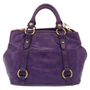 Miu Miu Hand Bag Leather 2way Purple Gold Auth 167804M-3