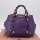 Miu Miu Hand Bag Leather 2way Purple Gold Auth 167804M-33