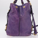 Miu Miu Hand Bag Leather 2way Purple Gold Auth 167804M-7