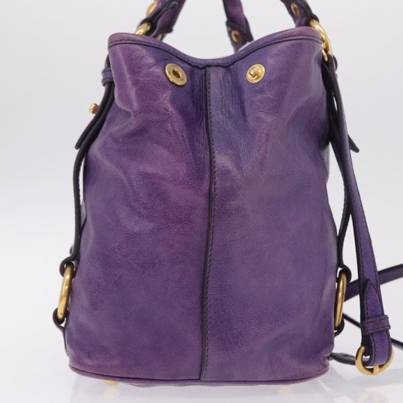 Miu Miu Hand Bag Leather 2way Purple Gold Auth 167804M