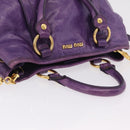 Miu Miu Hand Bag Leather 2way Purple Gold Auth 167804M-8