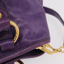 Miu Miu Hand Bag Leather 2way Purple Gold Auth 167804M-9