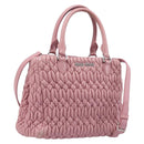 Miu Miu Matelasse Hand Bag Leather 2way Pink Silver Auth 167805M-1