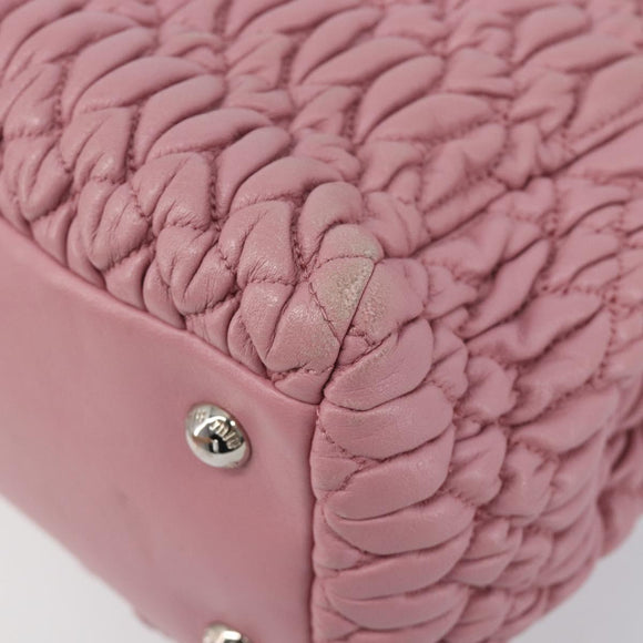 Miu Miu Matelasse Hand Bag Leather 2way Pink Silver Auth 167805M