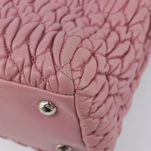 Miu Miu Matelasse Hand Bag Leather 2way Pink Silver Auth 167805M