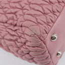 Miu Miu Matelasse Hand Bag Leather 2way Pink Silver Auth 167805M-17