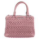 Miu Miu Matelasse Hand Bag Leather 2way Pink Silver Auth 167805M-2