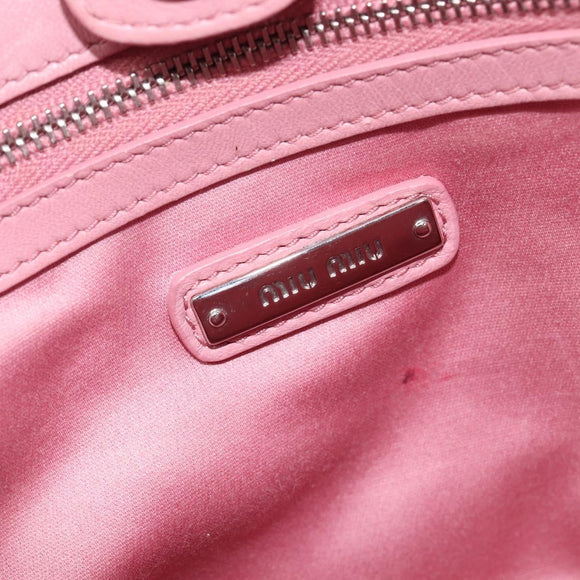 Miu Miu Matelasse Hand Bag Leather 2way Pink Silver Auth 167805M