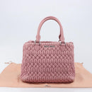 Miu Miu Matelasse Hand Bag Leather 2way Pink Silver Auth 167805M-12
