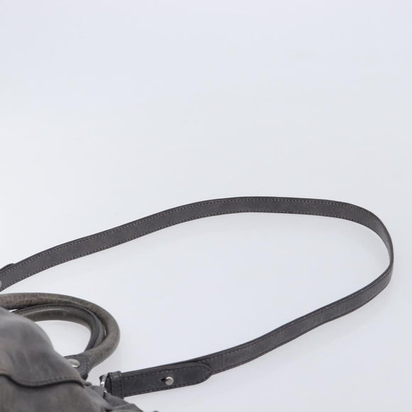 Miu Miu Hand Bag Leather 2way Gray Silver Auth 167807M