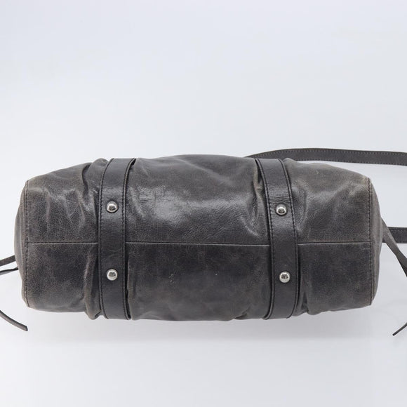 Miu Miu Hand Bag Leather 2way Gray Silver Auth 167807M