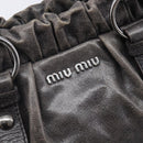Miu Miu Hand Bag Leather 2way Gray Silver Auth 167807M-21