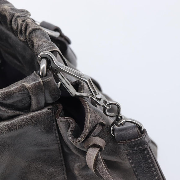 Miu Miu Hand Bag Leather 2way Gray Silver Auth 167807M