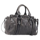 Miu Miu Hand Bag Leather 2way Gray Silver Auth 167807M-1