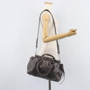 Miu Miu Hand Bag Leather 2way Gray Silver Auth 167807M-27