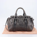 Miu Miu Hand Bag Leather 2way Gray Silver Auth 167807M-28