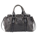 Miu Miu Hand Bag Leather 2way Gray Silver Auth 167807M-13