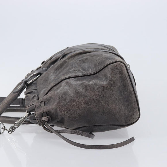Miu Miu Hand Bag Leather 2way Gray Silver Auth 167807M