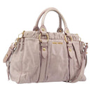 Miu Miu Hand Bag Leather 2way Pink Gold Auth 167808M-1