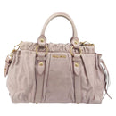 Miu Miu Hand Bag Leather 2way Pink Gold Auth 167808M-2