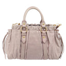 Miu Miu Hand Bag Leather 2way Pink Gold Auth 167808M-3