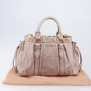 Miu Miu Hand Bag Leather 2way Pink Gold Auth 167808M-31