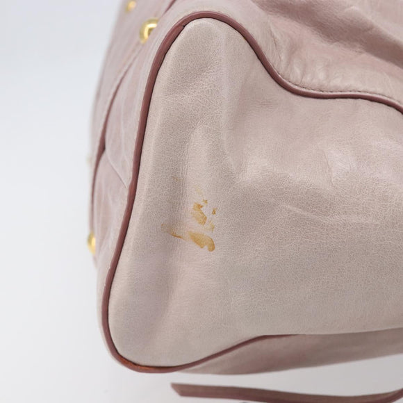 Miu Miu Hand Bag Leather 2way Pink Gold Auth 167808M