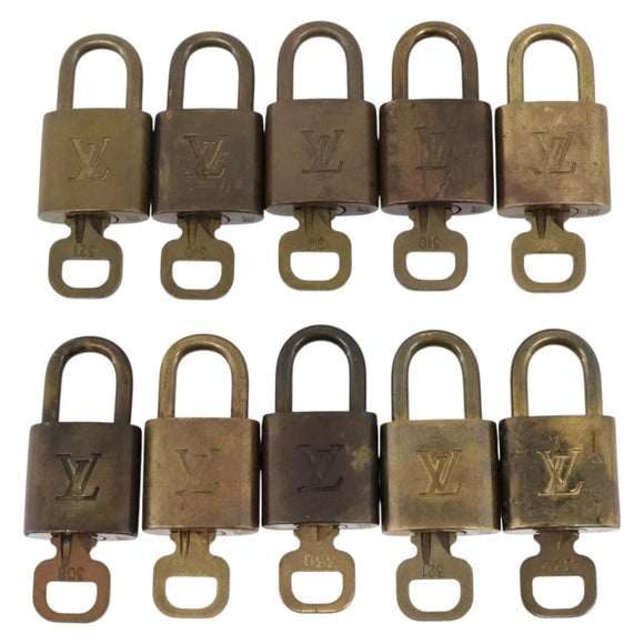 LOUIS VUITTON Padlock Metal 10 Set Gold Tone LV Auth 167809