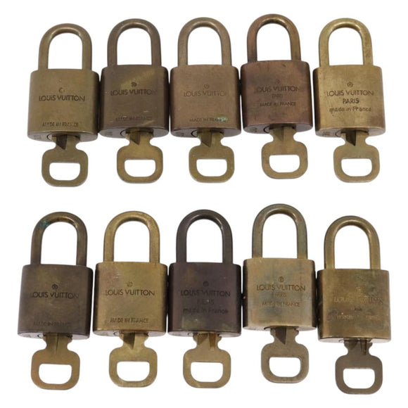LOUIS VUITTON Padlock Metal 10 Set Gold Tone LV Auth 167809